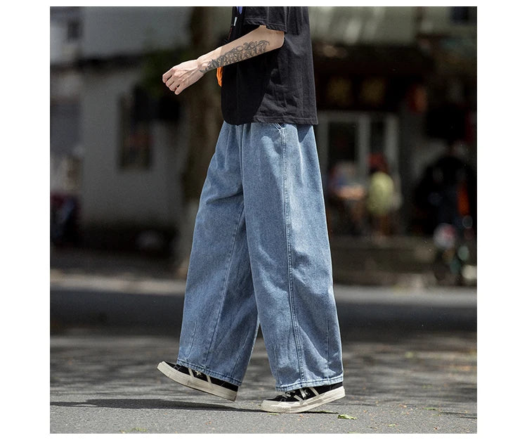 Men Jeans Wide Leg Denim Cargo jean pants Loose Straight Baggy Men's Jeans hip hop Streetwear Skateboard Neutral denim Trousers