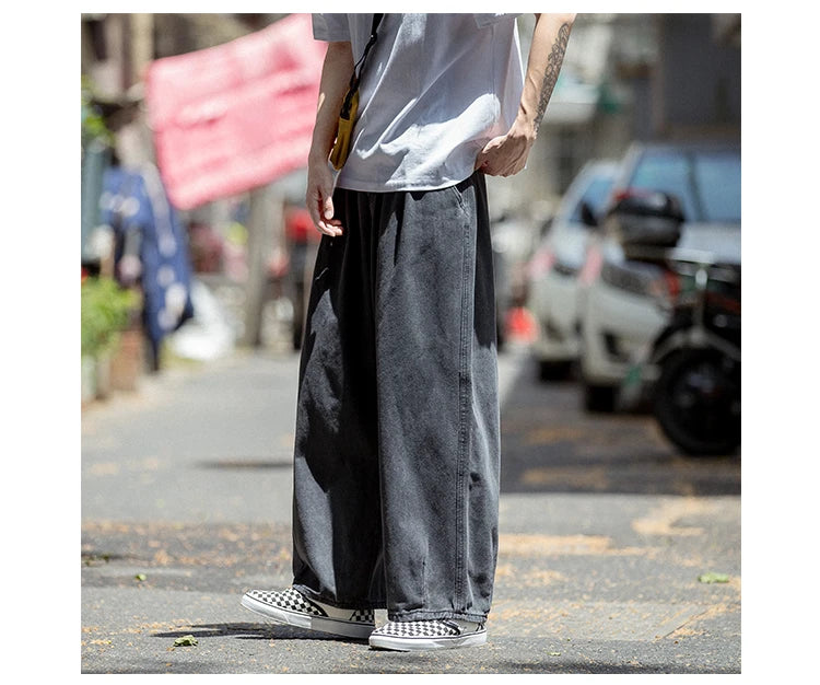 Men Jeans Wide Leg Denim Cargo jean pants Loose Straight Baggy Men's Jeans hip hop Streetwear Skateboard Neutral denim Trousers