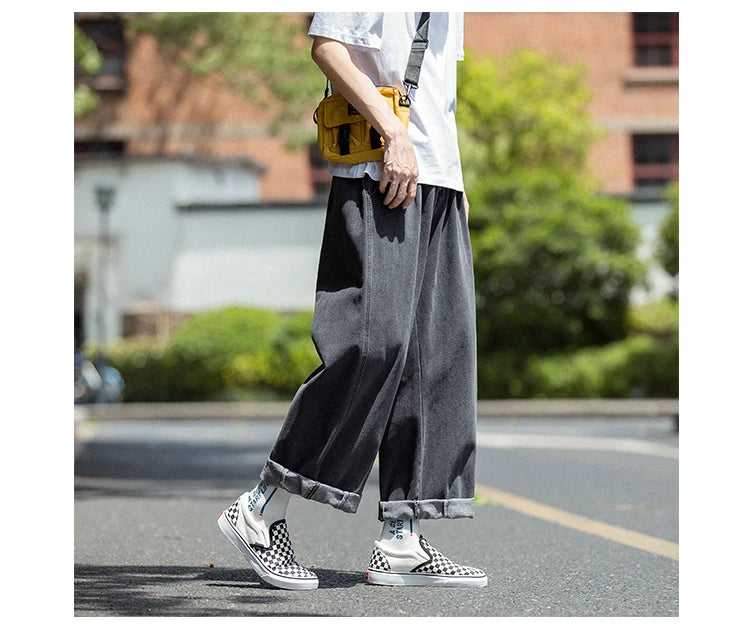 Men Jeans Wide Leg Denim Cargo jean pants Loose Straight Baggy Men's Jeans hip hop Streetwear Skateboard Neutral denim Trousers