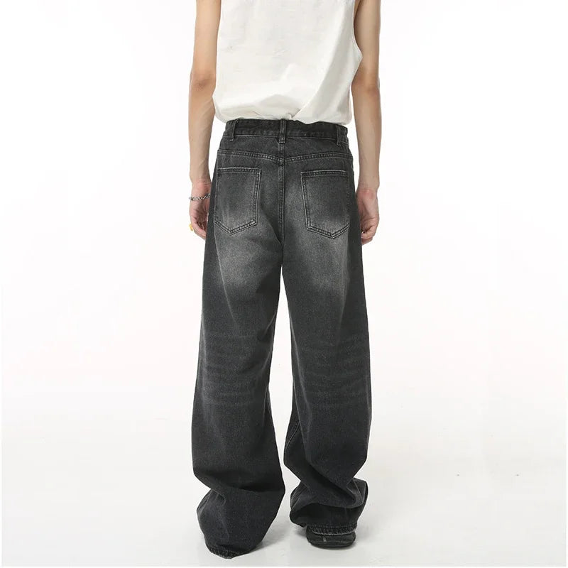 Streetwear Vintage Y2k Men’s Jeans Black Baggy Trousers New Wide Leg Denim Pants Hip Hop Harajuku Distressed Straight Pants