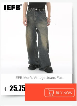 IEFB Vintage Men's Baggy Denim Trousers 2023 New Streetwear Wide Leg  Loose Denim Pants Fashion Distressed Straight Pants 9C1519