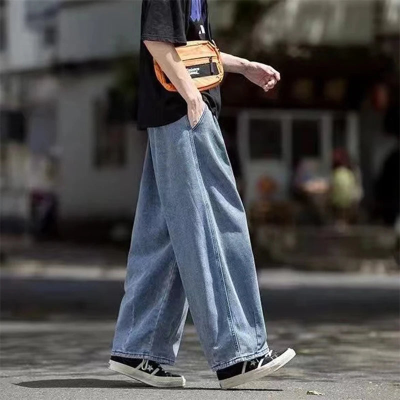 Men Jeans Wide Leg Denim Cargo jean pants Loose Straight Baggy Men's Jeans hip hop Streetwear Skateboard Neutral denim Trousers